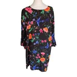 NWT Old Navy Ruffle Sleeve Black Floral Shift Dress Women’s Large